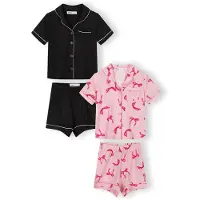 MINOTI Pijama rosa / rosa / negro / blanco