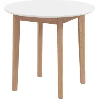 Northio Mesa de comedor, mesa redonda para cocina para 2 personas, mesa de comedor de estilo rústico, para sala de estar, madera maciza, diámetro 75 x 76 cm, blanca