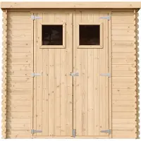 Timbela M311+M311G: Casa de madera para jardín, con suelo. Dimensiones: 204 cm de ancho x 142 cm de largo x 200 cm de alto / 2,22 m2
