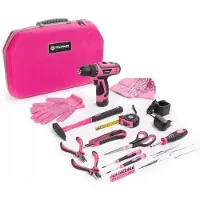 Fieldmann FDG 5026-28R: Juego de herramientas manuales con taladro inalámbrico, color rosa