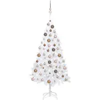 Syfax Árbol de Navidad preiluminado con luces y bolas blanco 150 cm