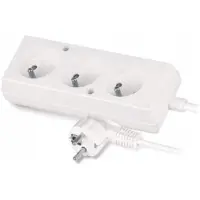 PLAST-ROL , regleta de enchufes de 1,5 metros, con 3 enchufes, color blanco