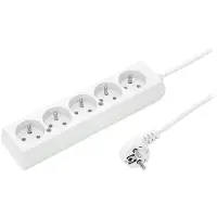 PLAST-ROL PS-570: Regleta de enchufes de 5 tomas, color blanco, 1,5 metros