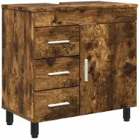 Syfax Unidad de tocador de baño Roble Ahumado 60 x 35 x 60 cm