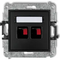 Karlik MINI: Enchufe doble para altavoces, color negro mate, para empotrar