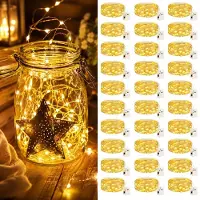 Feilicious 30 luces LED mini, guirnalda con batería, 2 metros, ideal para decoración interior, regalos, habitaciones, bodas, Navidad, fiestas. Cable de cobre. Modelo: E0706