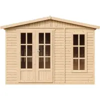 Timbela Casa de jardín de madera, 6 m2 - Dimensiones: 232 x 332 x 222 cm - Edificio de jardín de madera, estudio para jardín - Casa de madera para oficina en el jardín - M334FB