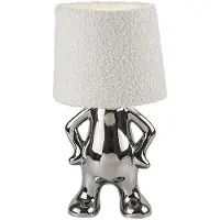 Rabalux 74216, lámpara de mesa Smurfy, casquillo E14, 1 bombilla, máximo 40W, cerámica, pantalla de tela, color cromado
