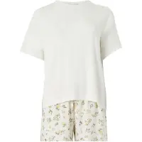 Hunkemoller Pijama de pantalón corto 'Daisy' marfil / amarillo / oliva / negro