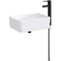 Syfax Lavabo de baño con grifo y desagüe Negro Mate