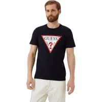 GUESS para hombre. M2YI71I3Z14 Camiseta logotipo triángulo negro (XL), Casual, Algodón, Manga corta, outlet 2026.