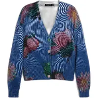 Desigual , Jersey cárdigan flores, Algodon, Azul, S