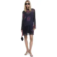 Desigual , Vestido corto tul pixelado, Mujer, Poliester, Negro, M