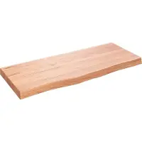Syfax Encimera baño madera maciza tratada marrón claro 100x40x(2-6)cm