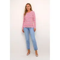 Kaffe Camiseta 'KALiddy' rosa oscuro / blanco
