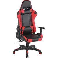 CLP Silla de escritorio para gaming Miracle, con revestimiento de cuero sintético. Silla de gaming con altura ajustable y ruedas suaves. Disponible en varios colores, color: negro/rojo
