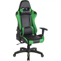 CLP Silla de escritorio para gaming Miracle, con revestimiento de cuero sintético. Silla de gaming con altura ajustable y ruedas suaves. Disponible en varios colores, color: negro/verde