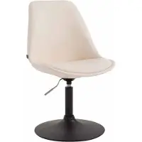 CLP Silla de comedor Maverick, tapizada en cuero sintético, giratoria y con ajuste de altura regulable. Color: crema. Color del marco: negro