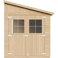 Timbela Caseta de jardín de madera (sin pared lateral) - Almacén con ventanas - H244 x 211 x 514 cm / 10 m2 - Caseta de madera con revestimiento tipo "ship lap" - Taller de jardín - M341