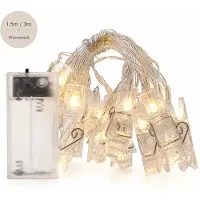 Feilicious Cadena de luces LED, alimentada por batería, con clips, luces de color blanco cálido, modelo E0206, 1,5 metros