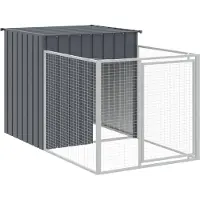 vidaXL Caseta para perros con zona de descanso, color antracita, 110x201x110 cm, acero galvanizado