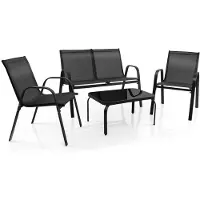 Coast , juego de muebles de jardín de 4 piezas, tipo lounge, con tejido, ideal para jardín, balcón o terraza. Incluye: 2 sillones individuales, 1 banco y 1 mesa de centro
