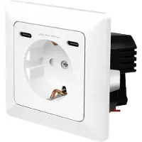 Logilink PA0331: Enchufe empotrado, 1x CEE 7/3, 2x USB-C, PD, blanco