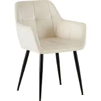 CLP Silla para visitas Emia, tapizada en terciopelo color crema