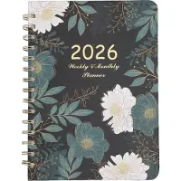 Gistuch Planificador semanal y mensual para 2026, de 215 x 155 mm, con 140 páginas, cubierta de alta calidad con motivos florales, tipo agenda A5