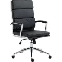 CLP Silla de oficina Cleveland I. Silla de escritorio ergonómica. Altura ajustable con función de inclinación. Silla de ejecutivo con reposabrazos. Color: negro. Material: cuero sintético