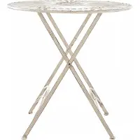 In And OutdoorMatch Mesa redonda para jardín, de metal, marca And Outdoor, modelo Lysanne, para 4 personas, resistente a la intemperie, color crema, dimensiones: 71x71x71 cm