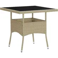 vidaXL Mesa de jardín de polirattan y cristal, color beige