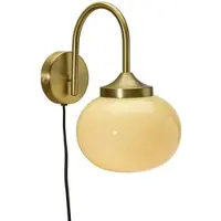 PR Home aplique de pared Elsy, color latón, cristal crema, enchufe
