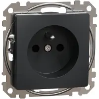 Schneider Electric Enchufe individual con toma de tierra, color negro antracita, modelo SDD114011 de Sedna Design&Elements, marca Schneider