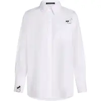 Karl Lagerfeld Blusa 'Ikon Choupette' negro / blanco