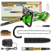Procraft Sierra de cadena a batería PKA33-1B 20 V 304 mm sin escobillas + 1 batería de 4,0 Ah + cargador