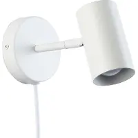 Alpinaluz Lámpara de pared blanca de aluminio, con foco ajustable, cable y casquillo E27, ideal para dormitorios, oficinas o mesitas de noche