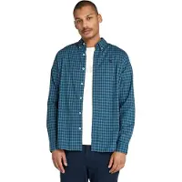 Timberland Stretch Poplin Gingham Shirt Dark Denim Talla: XL | Camisas Casuales Outlet | Hombre | Azul