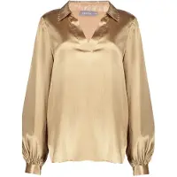 Geisha Satin Blouse Sand Talla: L | Manga Larga Outlet | Mujer | Marrón
