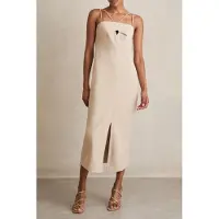 Reiss Fitted Midi Dress Stone Neutral Talla: 6 | Vestidos Midi Outlet | Mujer