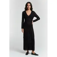 Reiss V-neck Knitted Crochet Dress Black Talla: XS | Vestidos Maxi Outlet | Mujer | Negro