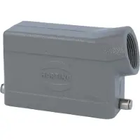 Harting Carcasa de tul Han 16B, de perfil bajo, con 1 salida lateral para cable PG21, para 1 abrazadera (en la parte inferior) y rosca PG21