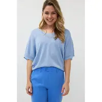 Esqualo Sweater Batwing Pointelle Lurex Sky Blue Talla: XL | Sudaderas con Capucha Outlet | Mujer | Azul