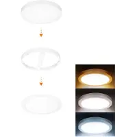 Solight , panel LED mini para baño, 2 en 1, fuente de luz de 3 colores, montaje en techo o empotrado, 18 W, 1530 lúmenes, IP54, blanco, redondo, modelo WD242-W
