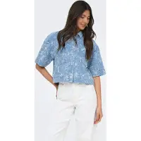 ONLY Blusa 'ONLCleo-Aude' azul denim / blanco