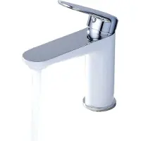 OEM Grifo monomando blanco con detalles cromados para lavabo