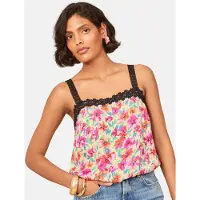 Love & roses Top azul / amarillo claro / rosa / rojo