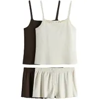 The Set Pijama de pantalón corto chocolate / blanco