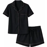 LEAFLETIC Pantalón de pijama 'Women’s Night Wear Short Set' negro