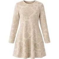 LEAFLETIC Túnica 'Women’s Long Sleeve Crew Neck Tunic' crema